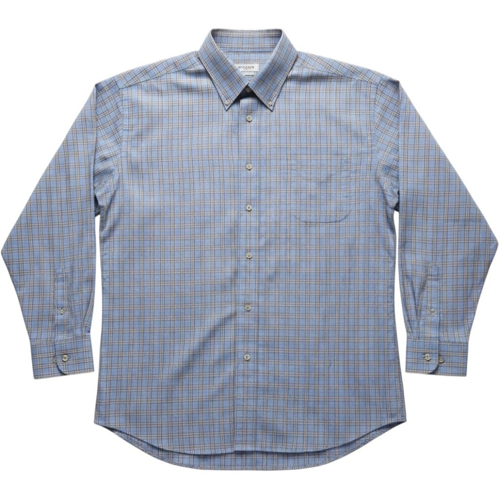 Sero By Forsyth Dress Shirt Mens 2XL Blue Check Slim Fit Non Iron Long Sleeve